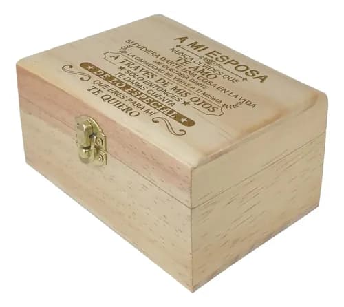 Caja musical de madera con dedicatoria para esposa