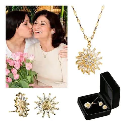 Juego de collar y aretes de girasol