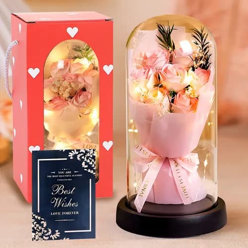7 rosas eternas con luces LED