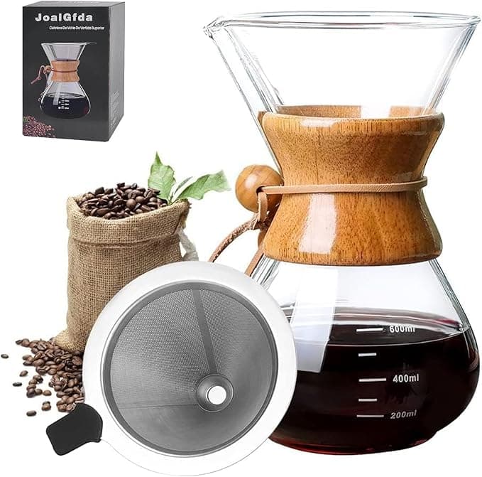 Kit de café pour over de vidrio y madera